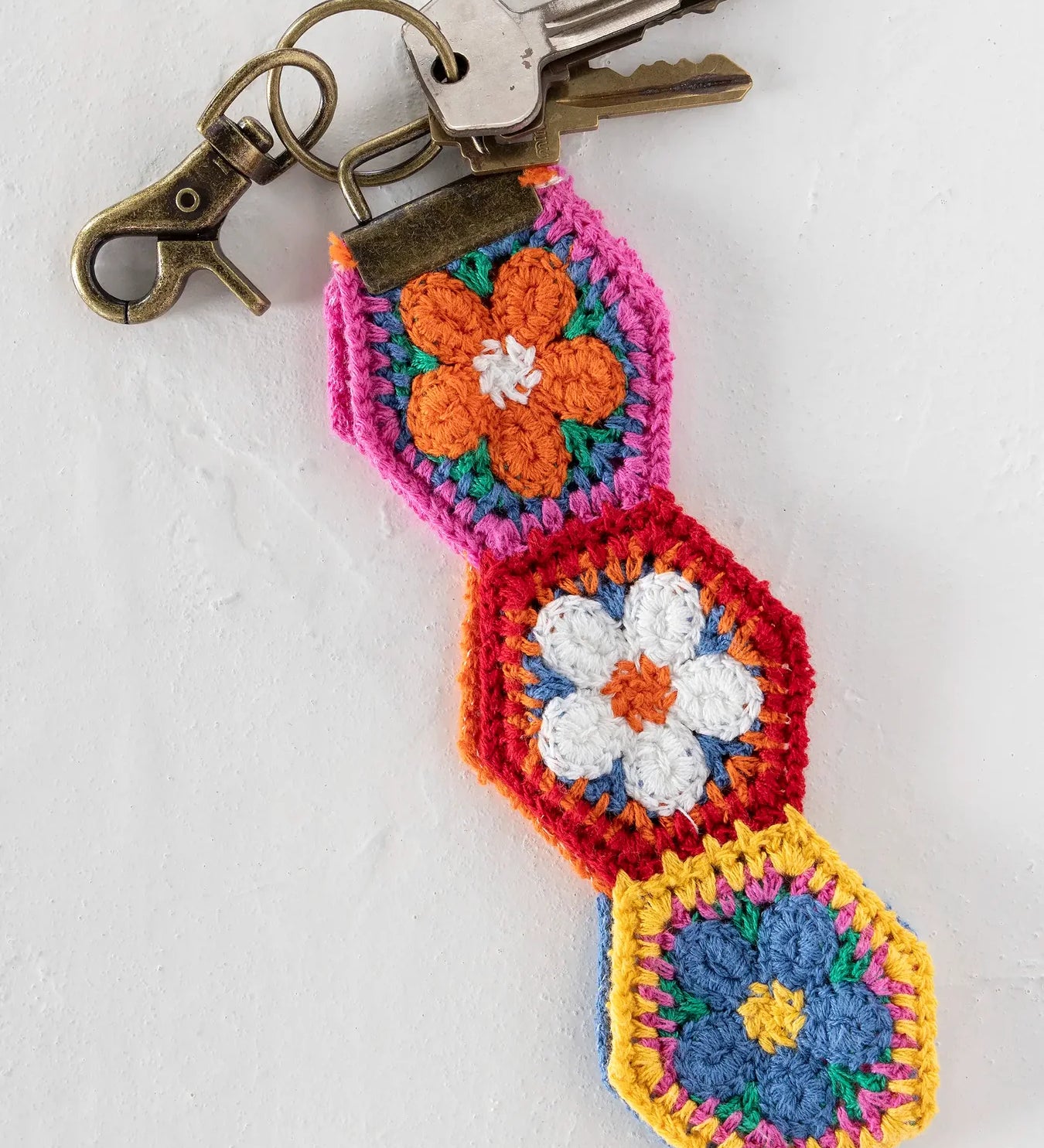 Natural Life Crochet Key Fob Keychain, Orange