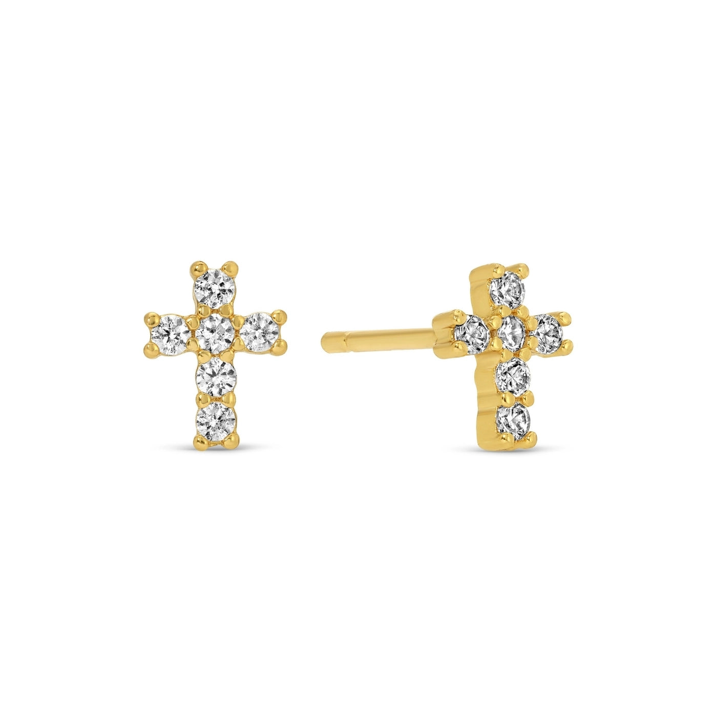 Splendid Iris Cross & CZ Stud Earrings, Set of 3