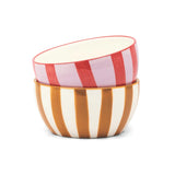 Warm Tone Striped Ceramic Dipping Bowls, Set of 2