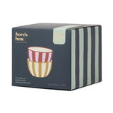 Warm Tone Striped Ceramic Dipping Bowls, Set of 2