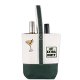 Double Wine Bottle Canvas Tote Bag with Dirty Martini Themed Patches