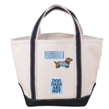 Navy Blue Small Canvas Tote Bag with Dog Lover Themed Patches