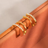 CZ Double Hoop Stud Earrings