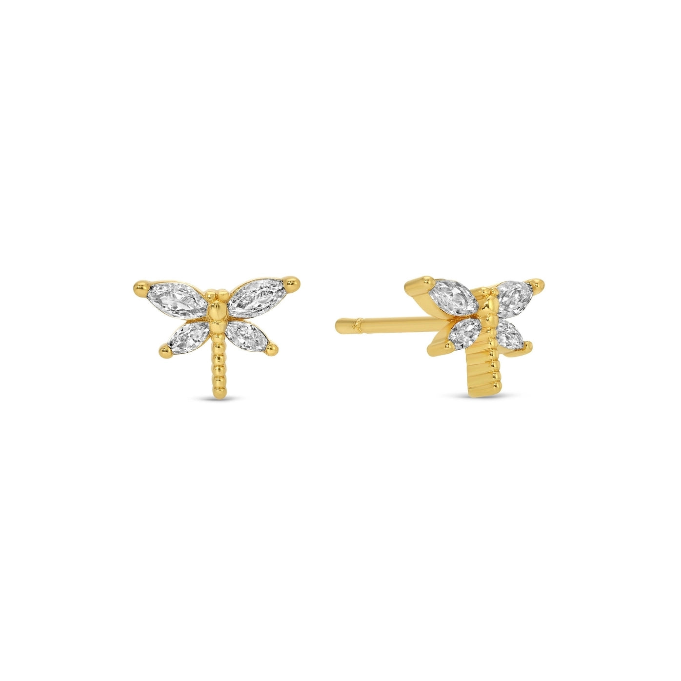 Splendid Iris Dragonfly CZ Stud Earrings