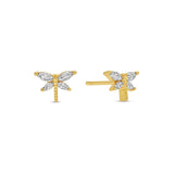 Splendid Iris Dragonfly CZ Stud Earrings