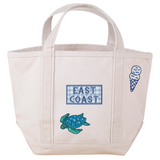Natural Small Canvas Tote Bag with East Coast & Beach Themed Patches