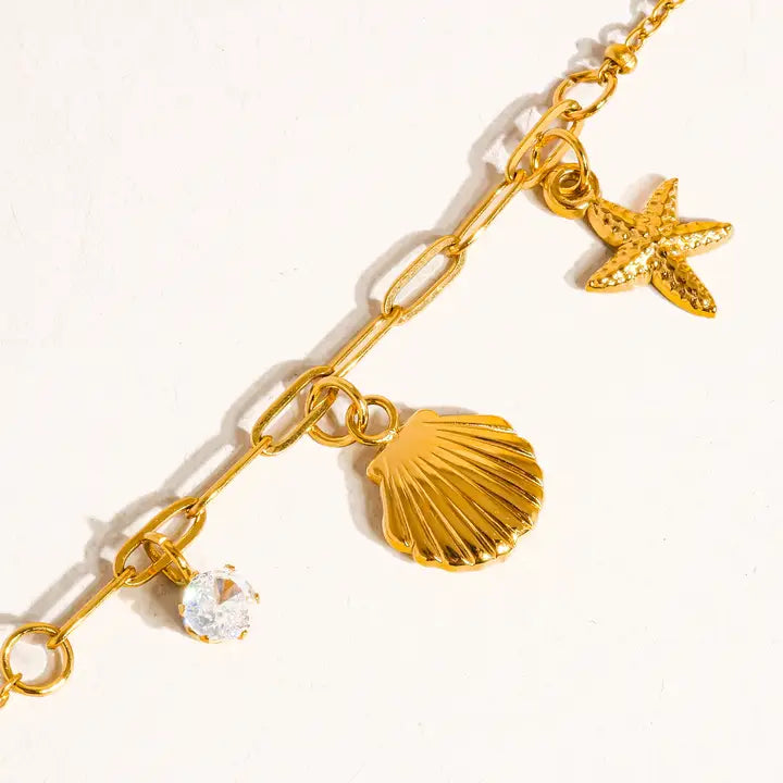 Starfish & Seashell Charm Necklace