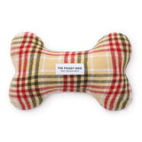 Eggnog Plaid Dog Bone Squeaker Toy