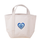 Natural Mini Tote Bag with Evil Eye Heart Patch