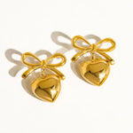 Dainty Bow Heart Stud Earrings