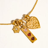 Floral Heart Charm Necklace