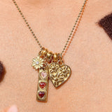 Floral Heart Charm Necklace