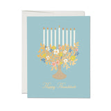 Floral Menorah, Hanukkah Greeting Card