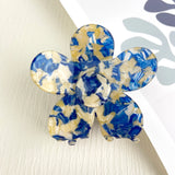 Mixed Dark Blue & Gold Flower Claw Hair Clip