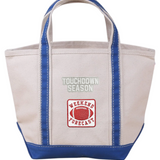 Cobalt Blue Small Canvas Tote with Football Themed Patches