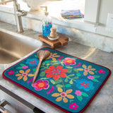 Natural Life Reversible Dish Drying Mat, Garden Waves
