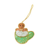Gingerbread Man in a Mint Mug Beaded Ornament
