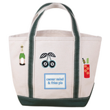 Hunter Green Mini Tote Bag with Girl Dinner Themed Patches