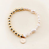 Two Tone Gold & Pearl Beaded Bracelet