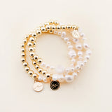 Two Tone Gold & Pearl Beaded Bracelet