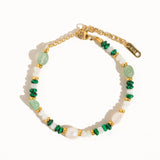 Green Stone & Natural Pearl Beaded Bracelet