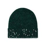 Emerald Green Sequins Embellished Beanie