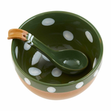 Green & Yellow Polka Dot Salsa Bowl Set