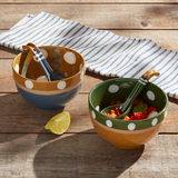 Yellow & Blue Polka Dot Salsa Bowl Set