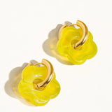 Yellow Green Summer Flower Hoop Earrings