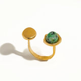 Green Natural Stone Ring (Adjustable)