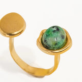 Green Natural Stone Ring (Adjustable)