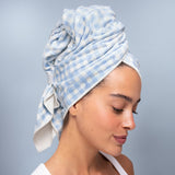 KITSCH Gingham Blue XL Hair Towel Wrap