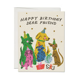 Happy Birthday Dear Friend (Dogs with Party Hats), Greeting Card