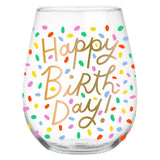 Happy Birthday! Stemless Wine Glass, 22oz.