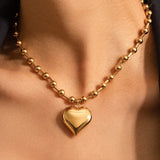 Large Heart Ball Chain Necklace
