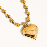 Large Heart Ball Chain Necklace