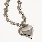 Large Heart Ball Chain Necklace