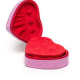 Heart Shaped Velvet Zip Jewelry Case with Pink Bow