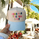 'Here For the Fun of It' Corduroy Trucker Hat