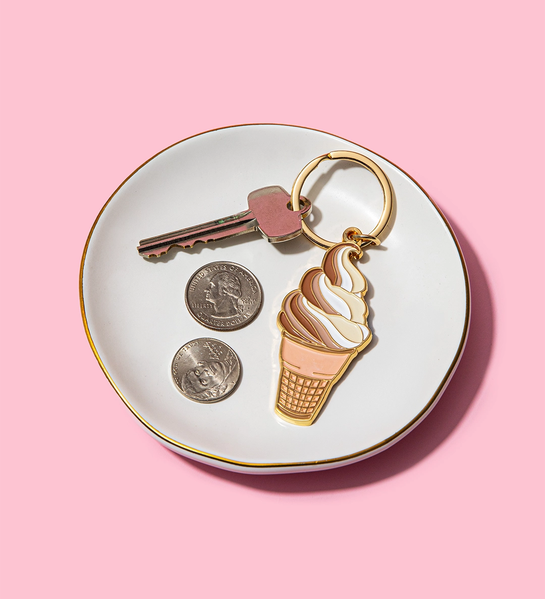 Soft Serve Ice Cream Cone Enamel Keychain