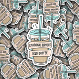 Emotional Support Iced Coffee Vinyl Decal Sticker