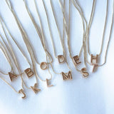 14K Gold Filled Initial Charm Necklace with Solid Slide Letter