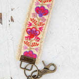 Embroidered Floral Loop Keychain