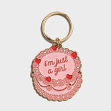 I'm Just a Girl Vintage Cake Enamel Keychain