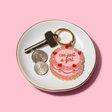 I'm Just a Girl Vintage Cake Enamel Keychain
