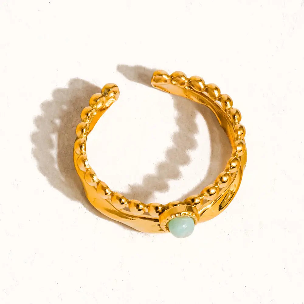Layered Turquoise Stone Adjustable Ring