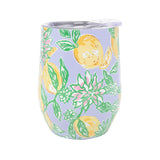 Lilly Pulitzer Stemless Stainless Steel Make Lemonade Wine Tumbler with Lid, 12oz.