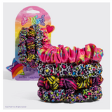 Lisa Frank x KITSCH Ruched Satin Scrunchies in Rainbow Leopard, Set of 4