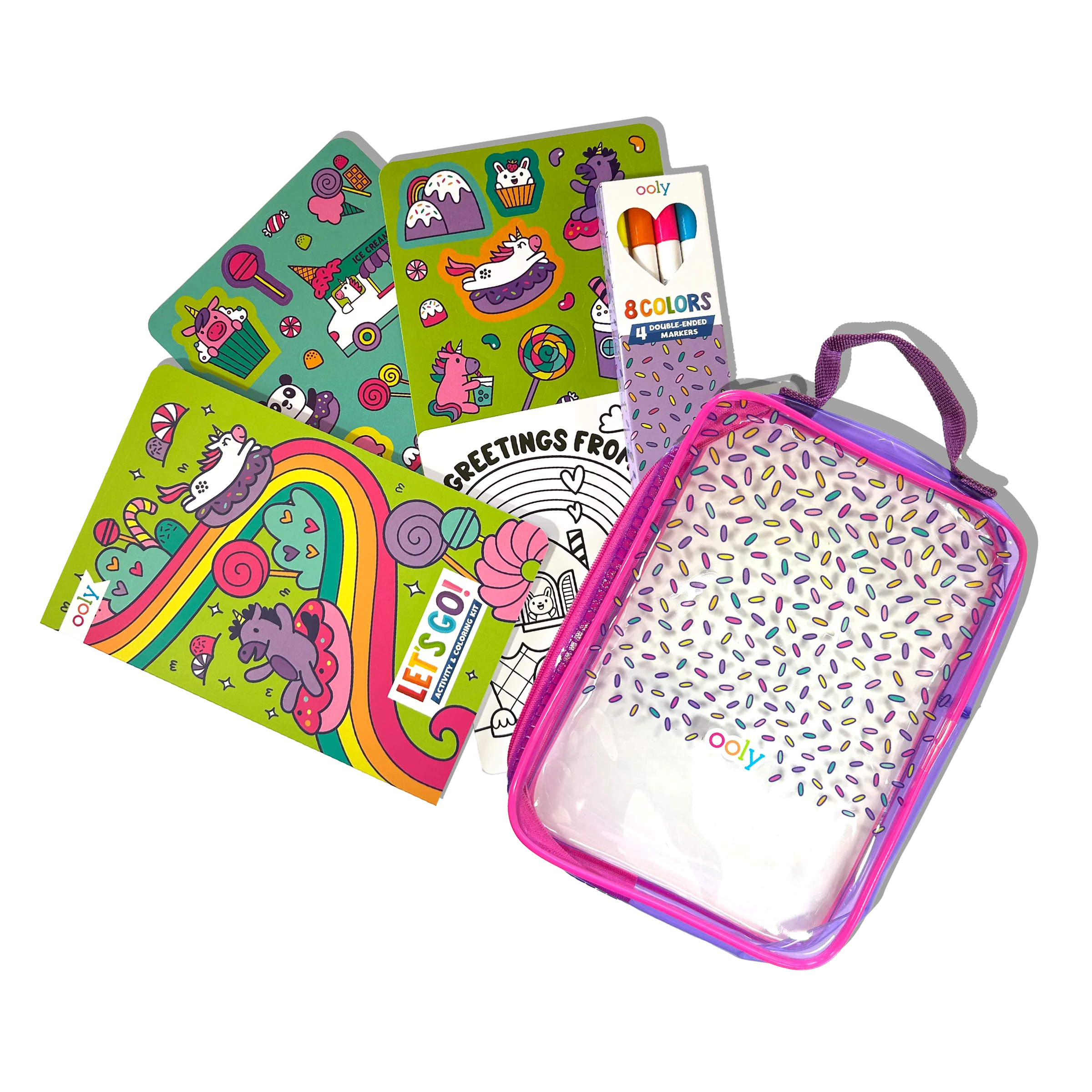 Let's Go! Activity & Coloring Kit, Unicorn Candy Town