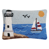 Lighthouse & Sailboat Throw Pillow, 8x12
